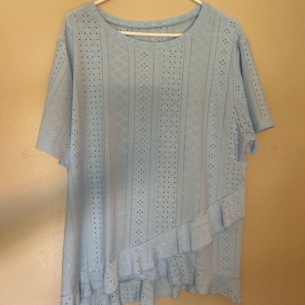 Light Blue Eyelet Women's Top